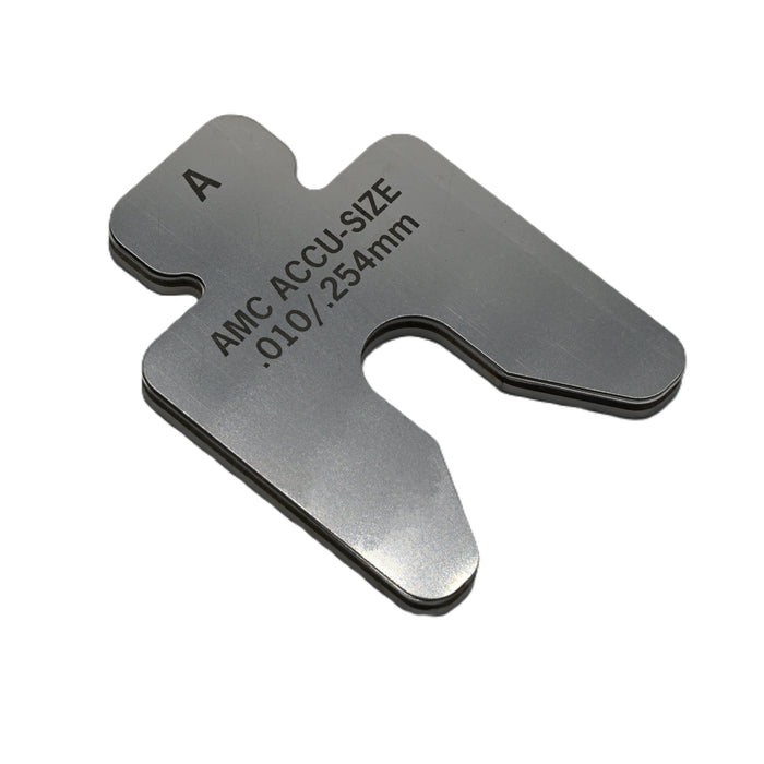 304 Stainless Steel Precut Shim .010" thick x 2" x 2" with 17/32' slot and a tab ( pack of 20 shims)